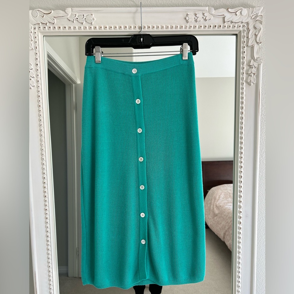 Gucci Teal Midi Skirt with Buttons